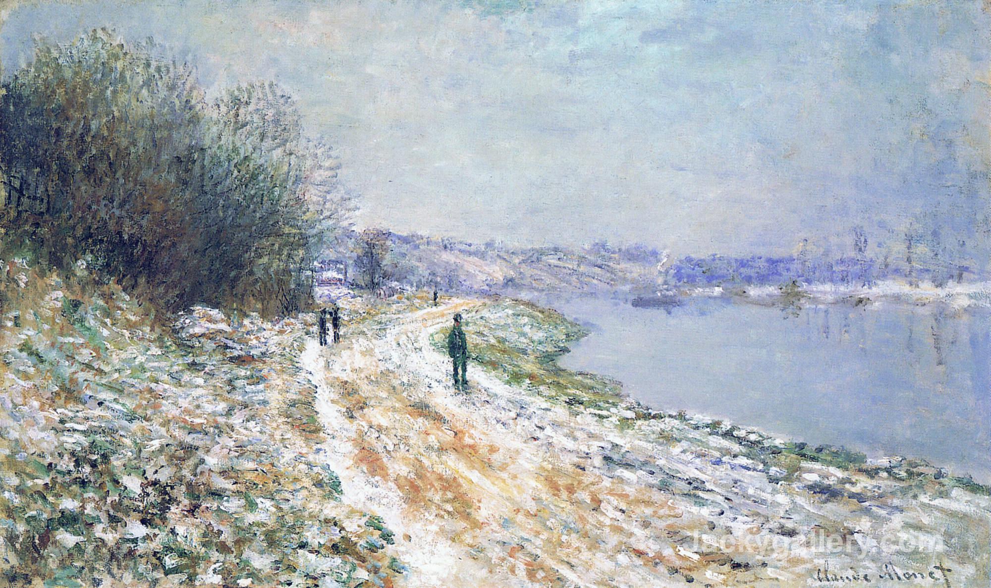 Framed paintings The Tow Path at Argenteuil, Winter by Claude Monet paintings reproduction